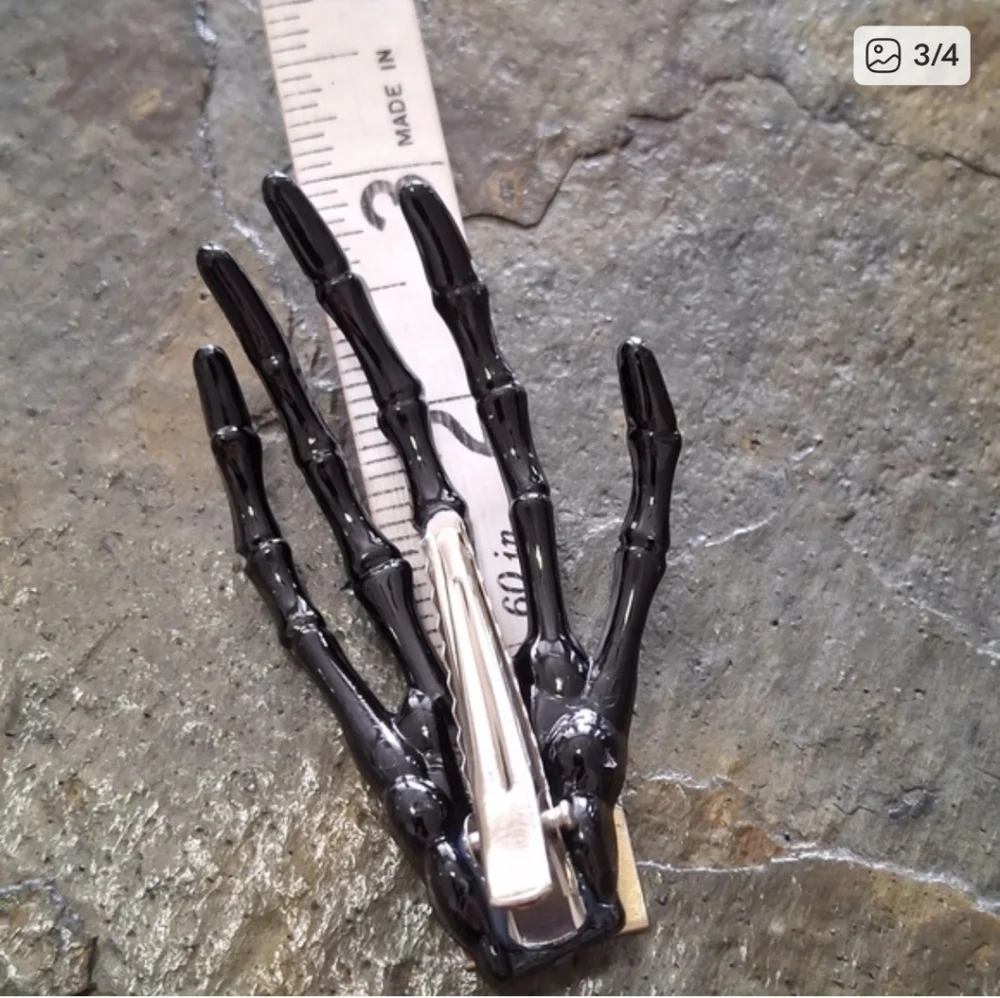 Black & White Skeleton Hand Hair Clip